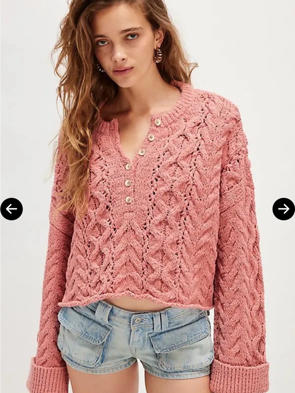 Free People Polly Cable knit Sweater